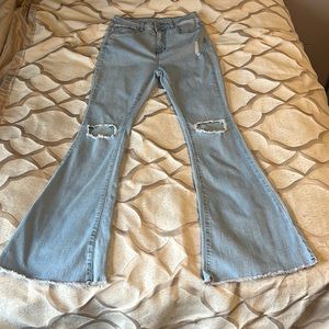 SHEIN High Waisted Ripped Flare Jeans